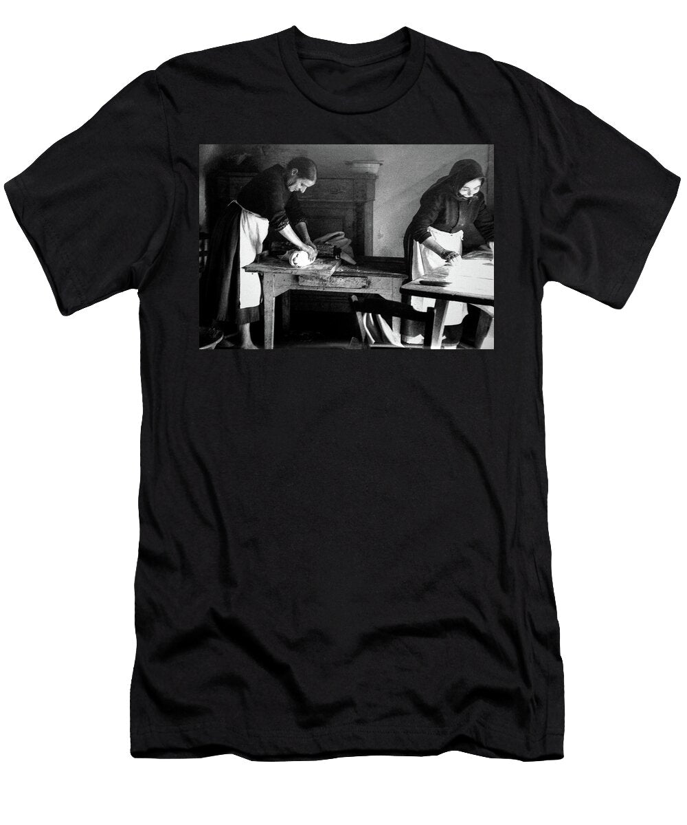 The Ancient Village with the Womens Work in the Kitchen Black and White Soraya Dapuzzo T-Shirt