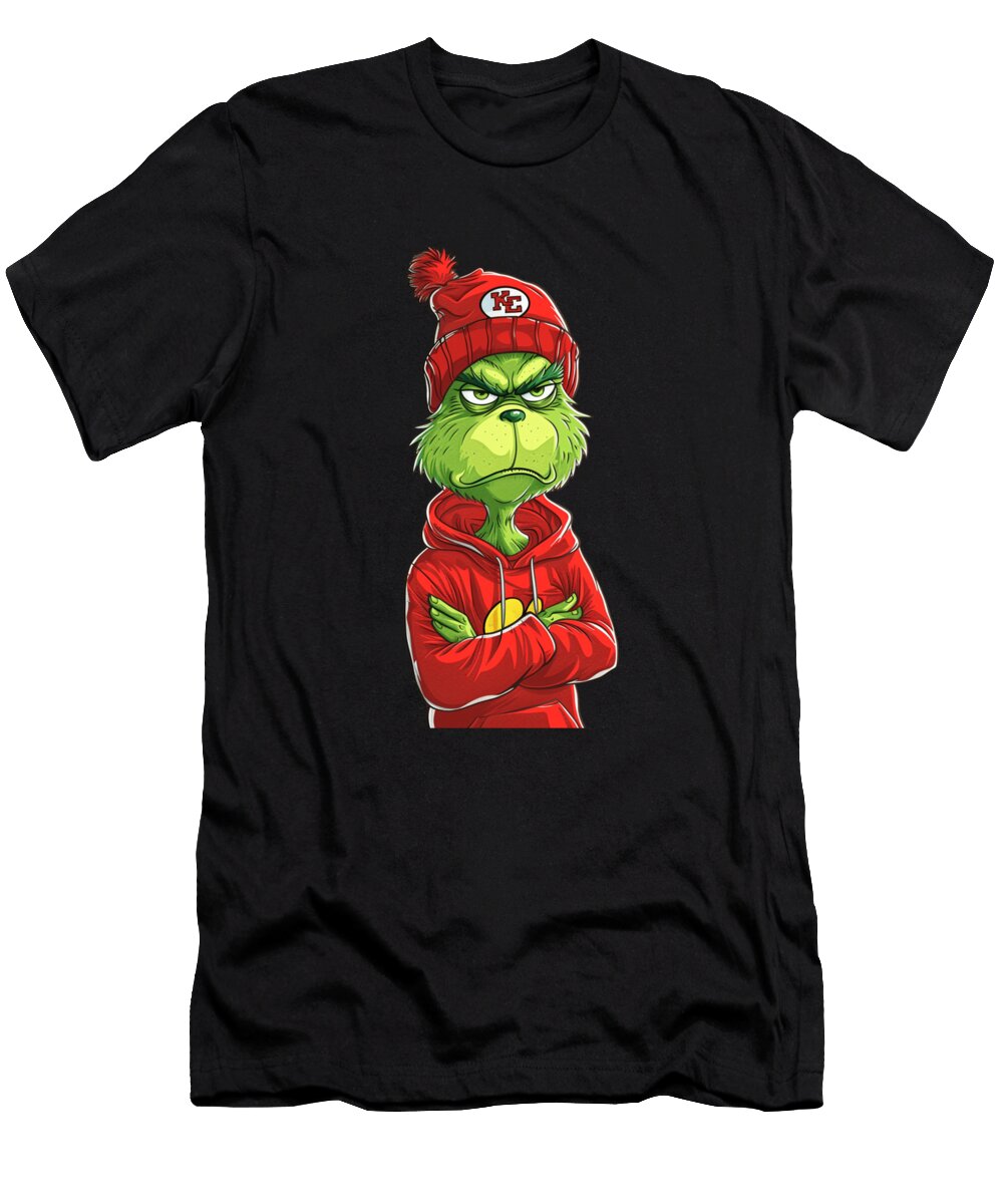 The Grinch Vs Chiefs Logo Green Shuns Gold Mizorey T-Shirt