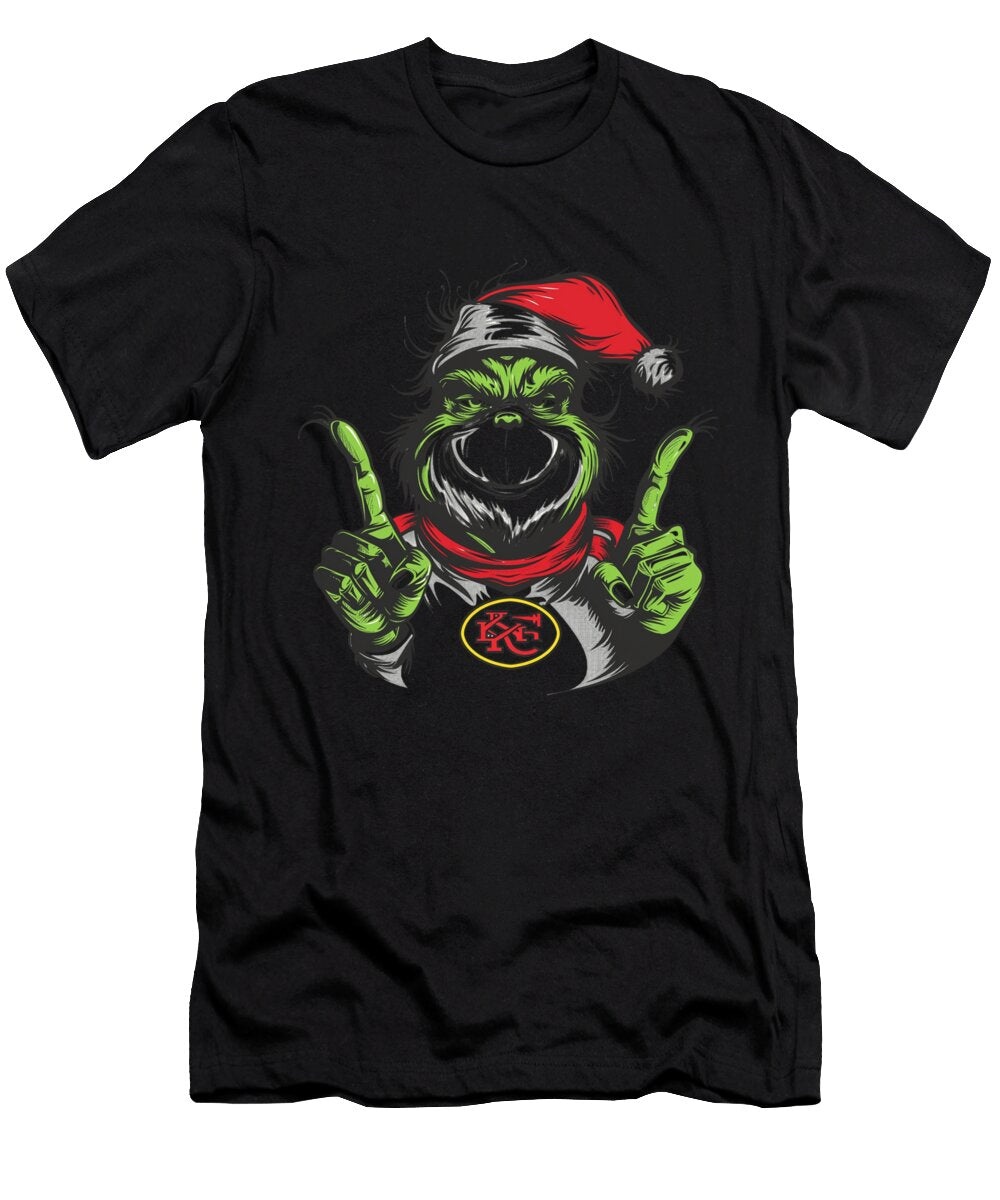 The Grinch Vs Chiefs Logo Grouch Greets Gridiron Mizorey T-Shirt
