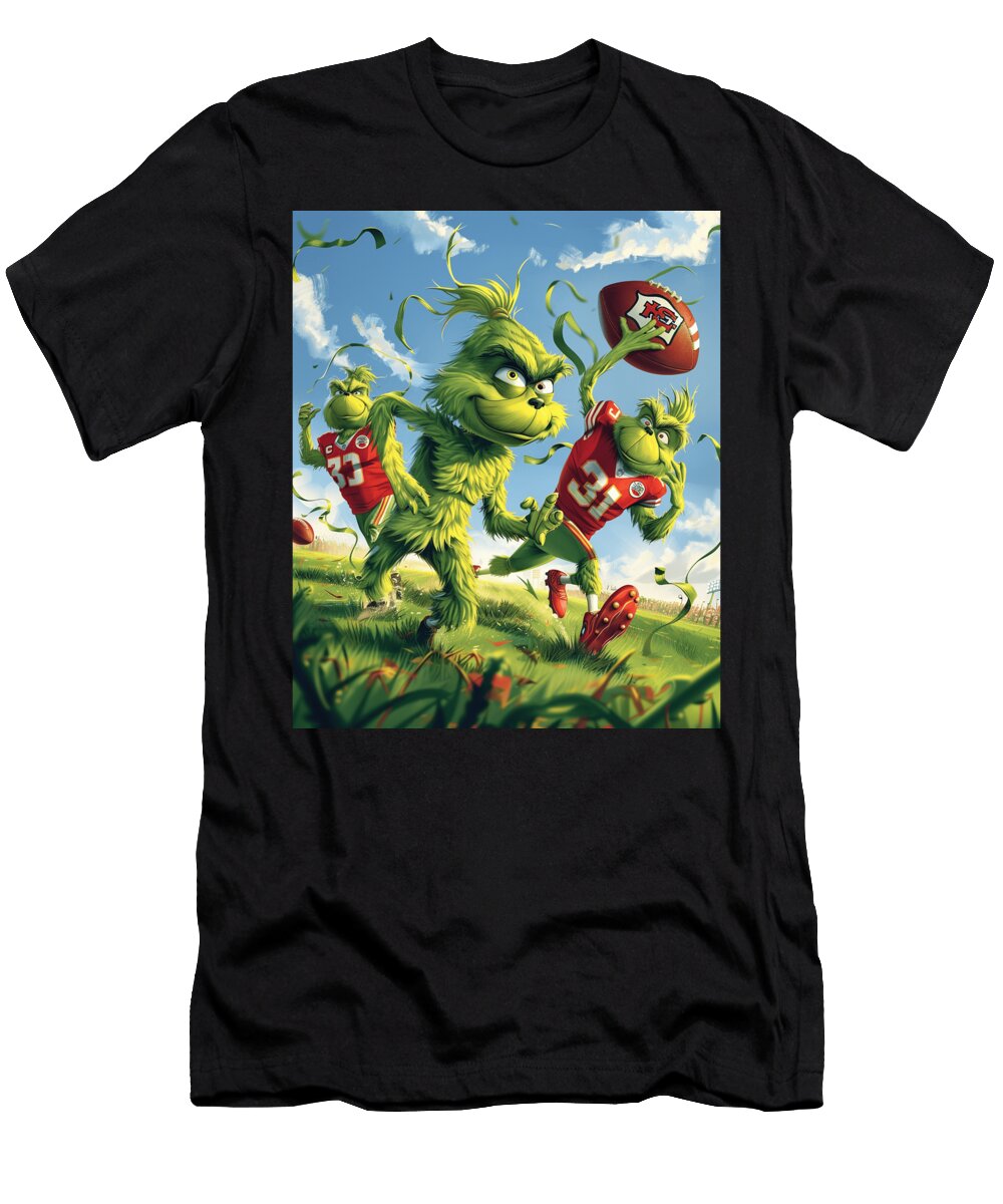 The Grinch Vs Chiefs Logo Holiday Helmet Clash Mizorey T-Shirt