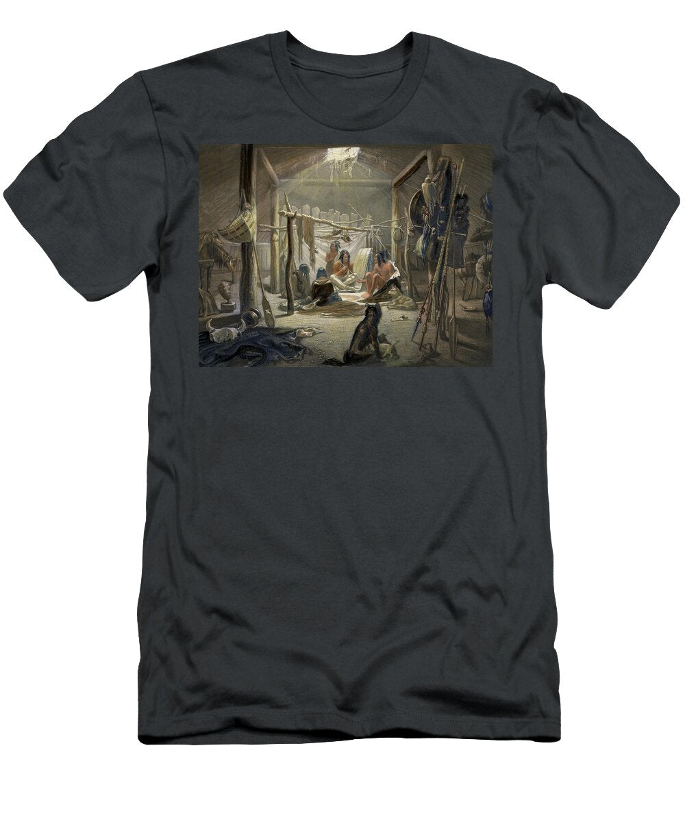 The Interior of a Hut of a Mandan Chief Karl Bodmer T-Shirt