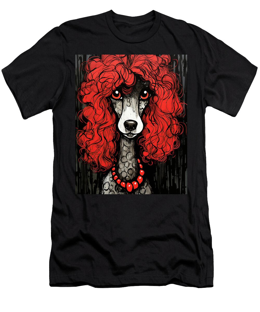 The Poodle Dog Red and Black 003 Ulises Dallaire Ulises Dallaire T-Shirt