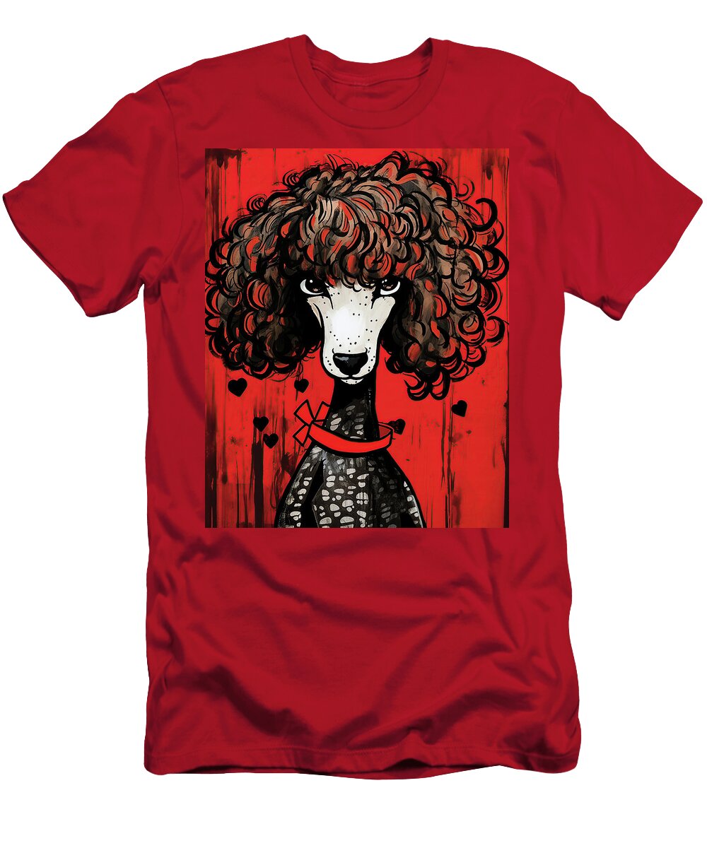 The Poodle Dog Red and Black 004 Ulises Dallaire Ulises Dallaire T-Shirt