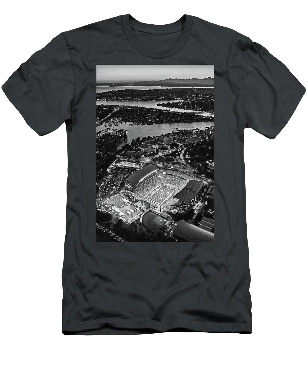 The Stadium At Dusk Monochrome Max Waugh T-Shirt