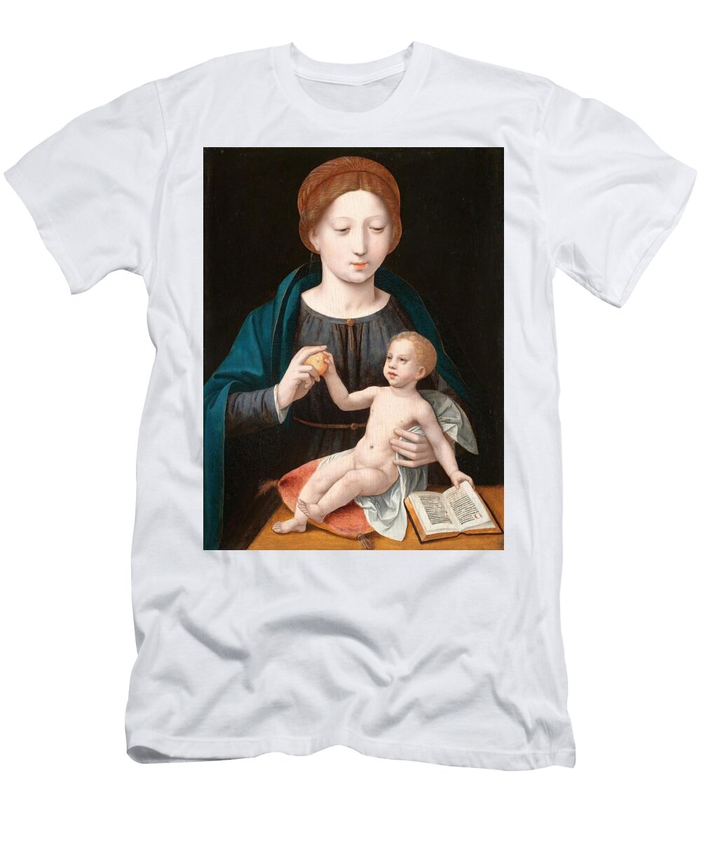 The Virgin and Child with an Apple and an Open Book Master of the Female Halflengths Netherlandish Active T-Shirt