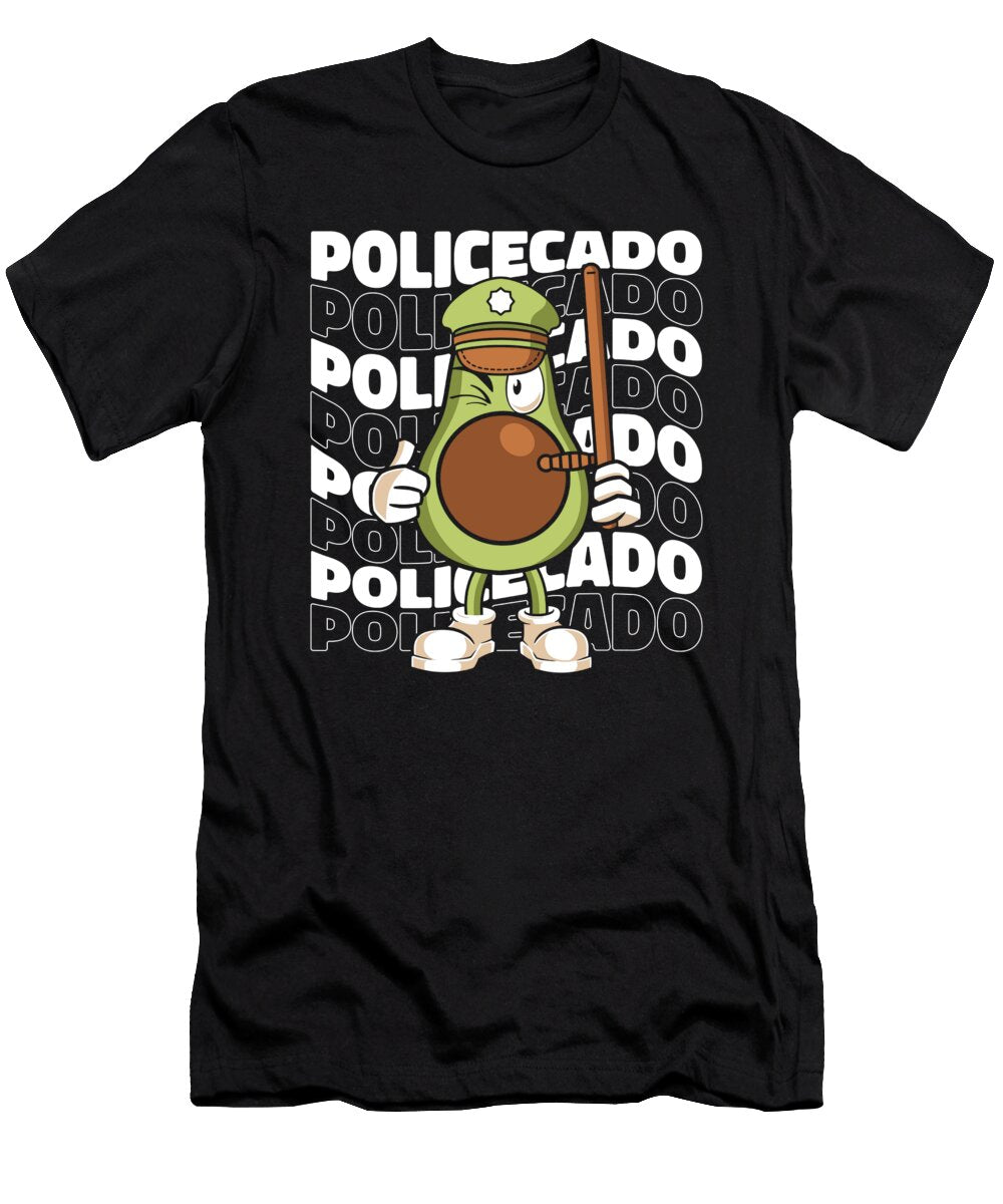 Thin Blue Line Avocado Policeman Cop Law Police Officer Crazy Squirrel T-Shirt