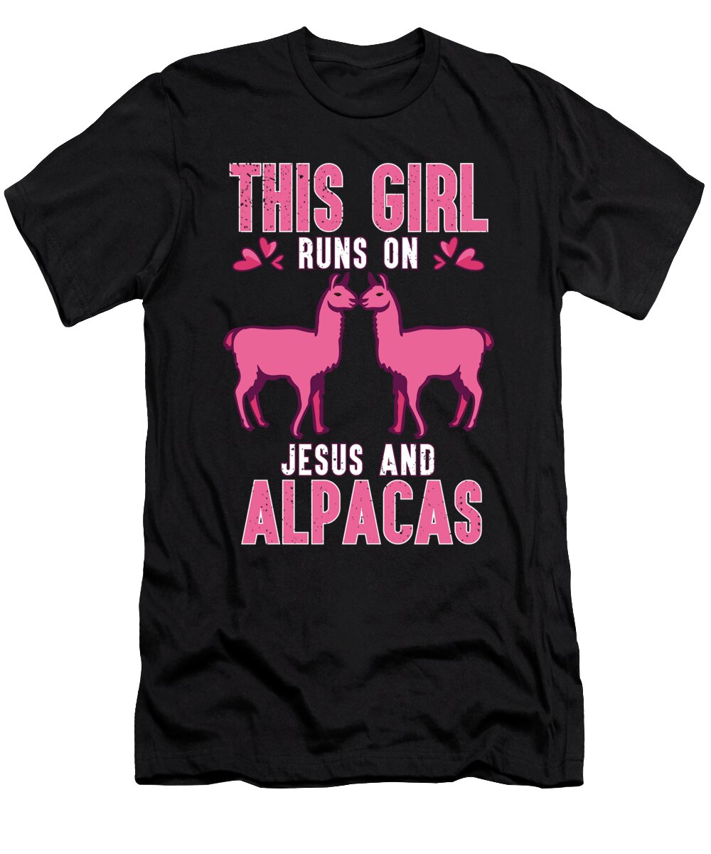This Girl Runs on Jesus and Alpacas Tenshirt T-Shirt