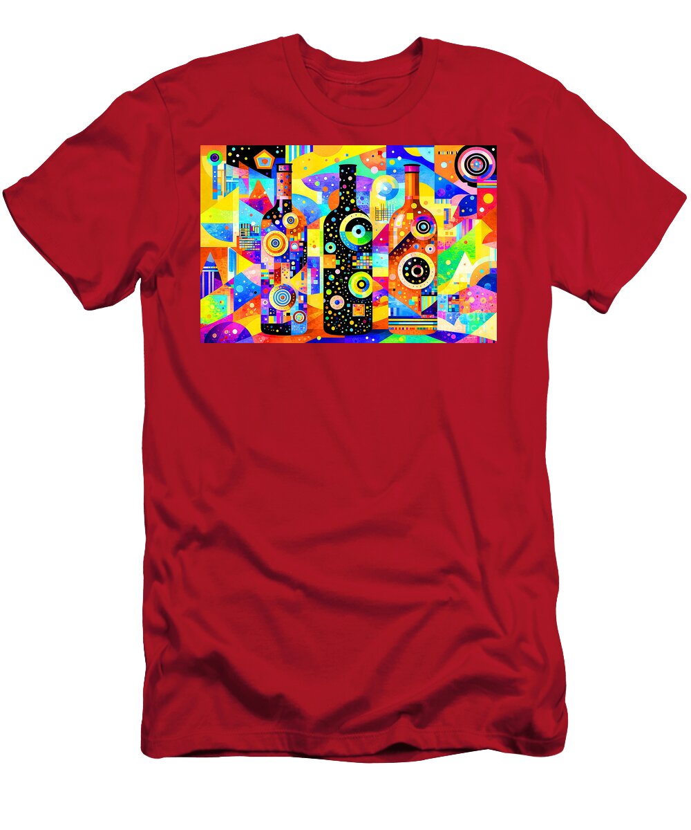Three Bottles of Wine in Abstract 20260417h Wingsdomain Art and Photography T-Shirt