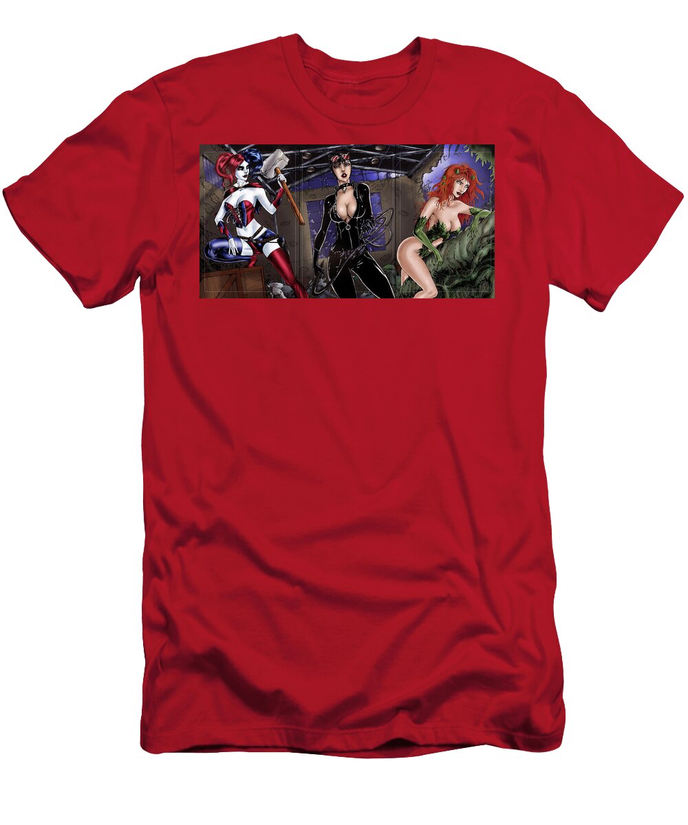 Three Female Comic Villains Stand Menacingly Matcha Coffe T-Shirt