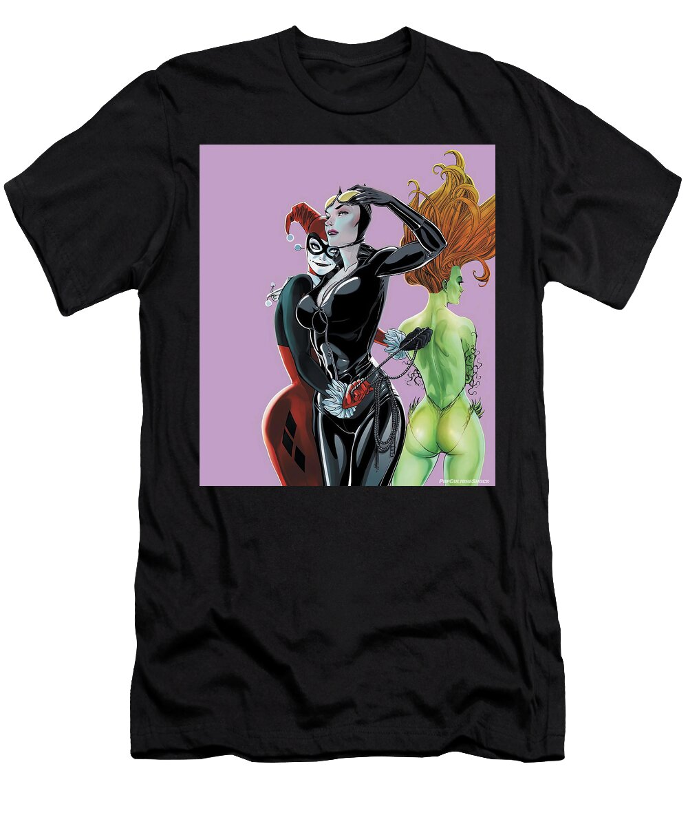 Three Female Villains Comic Book Style Posing Matcha Coffe T-Shirt