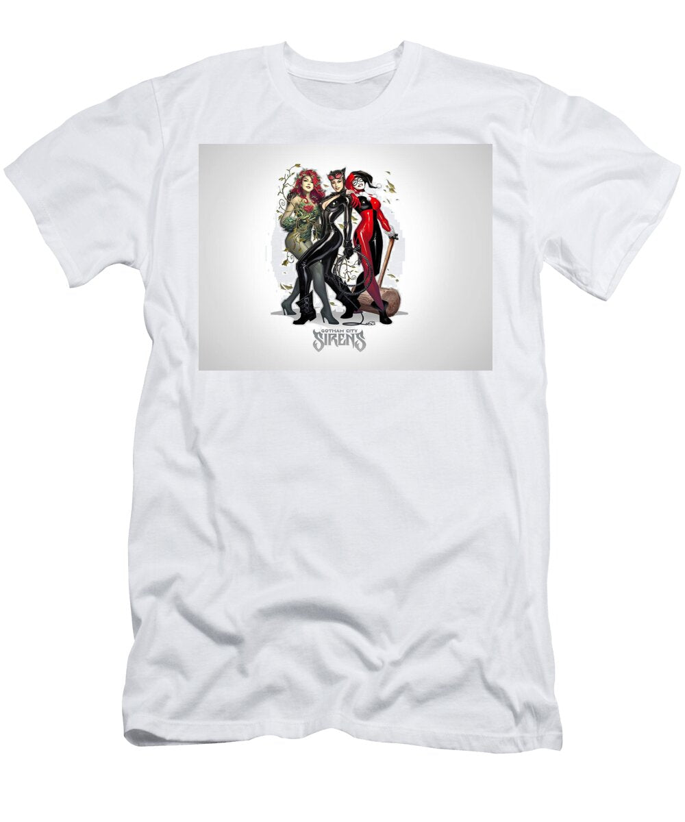 Three Female Villains Pose Together Graphic Illustration Matcha Coffe T-Shirt