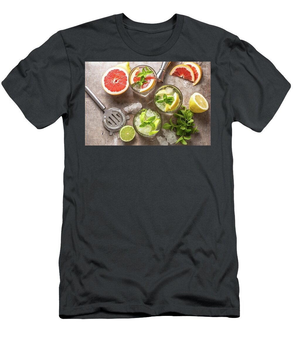 Three Gin Tonic Cocktails in Whiskey Glasses Cocktails T-Shirt