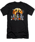 Three Halloween Huskies As Horror Witch Mummy Sophie Eleanor T-Shirt