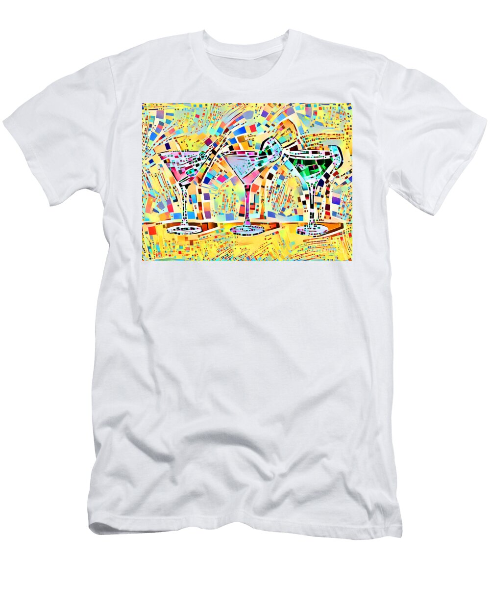 Three Martinis Shaken Not Stirred Hipster Mid Century Modern Contemporary Esprit Abstract 20210912 Wingsdomain Art and Photography T-Shirt