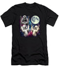 Three Poodles Howling At Moon Funny Weird Cursed Meme Job T-Shirt
