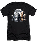 Three Poodles Howling At Moon Like Three Wolves Funny Poodle Lover Job T-Shirt