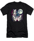 Three Siberian Huskies Howling At Moon Funny Weird Cursed Meme Job T-Shirt
