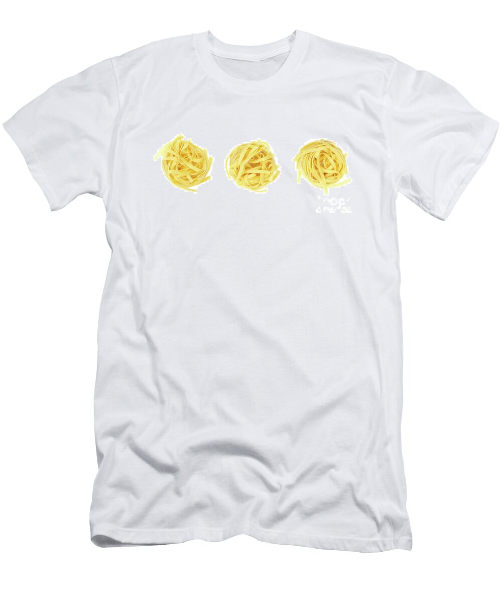 Three Uncooked Tagliatelle Pasta Nests in a Row Italian Egg Pasta Peter Hermes Furian T-Shirt