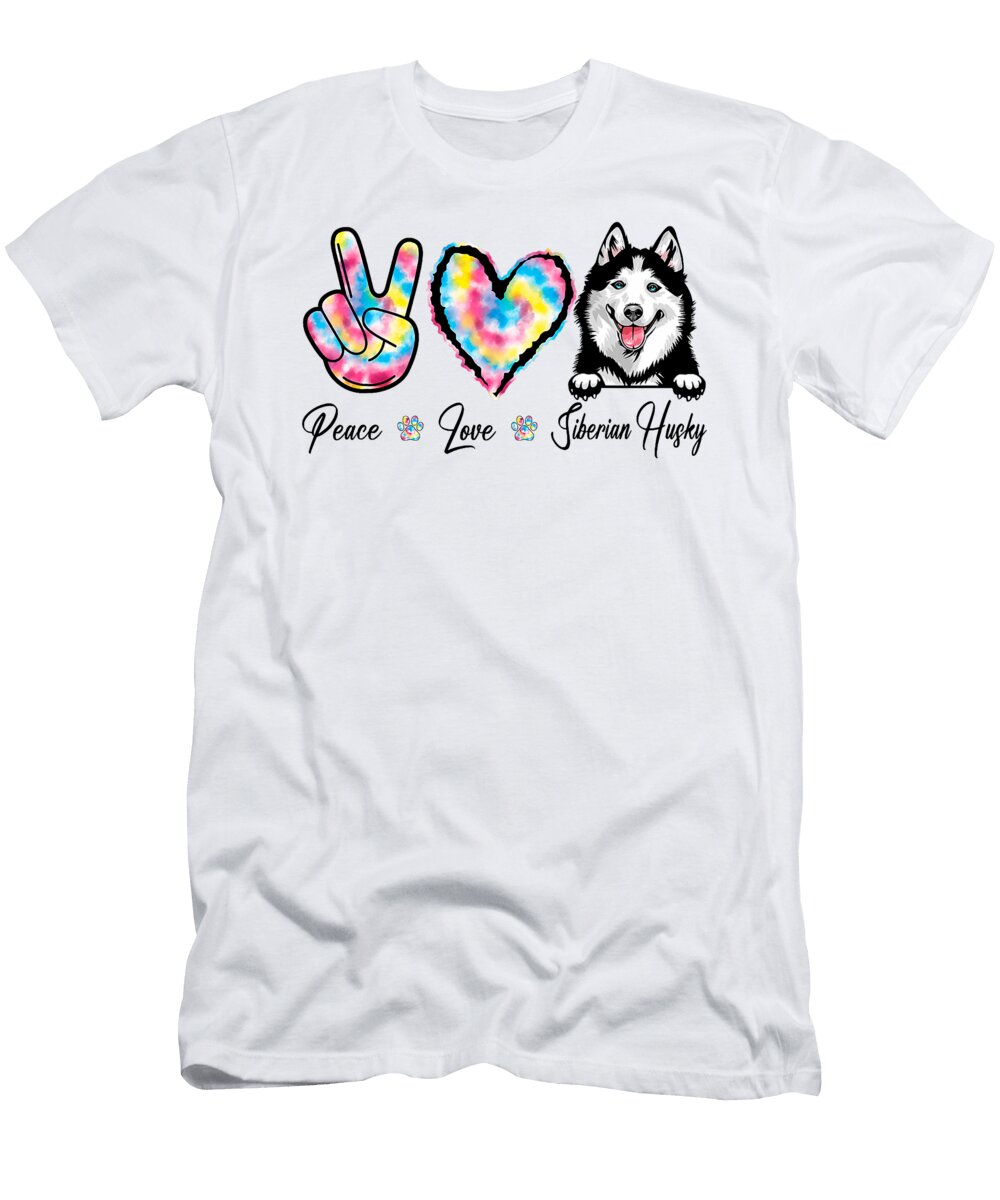 Tie Dye Peace Love Siberian Husky Dog Puppy Paw Studi Alex T-Shirt