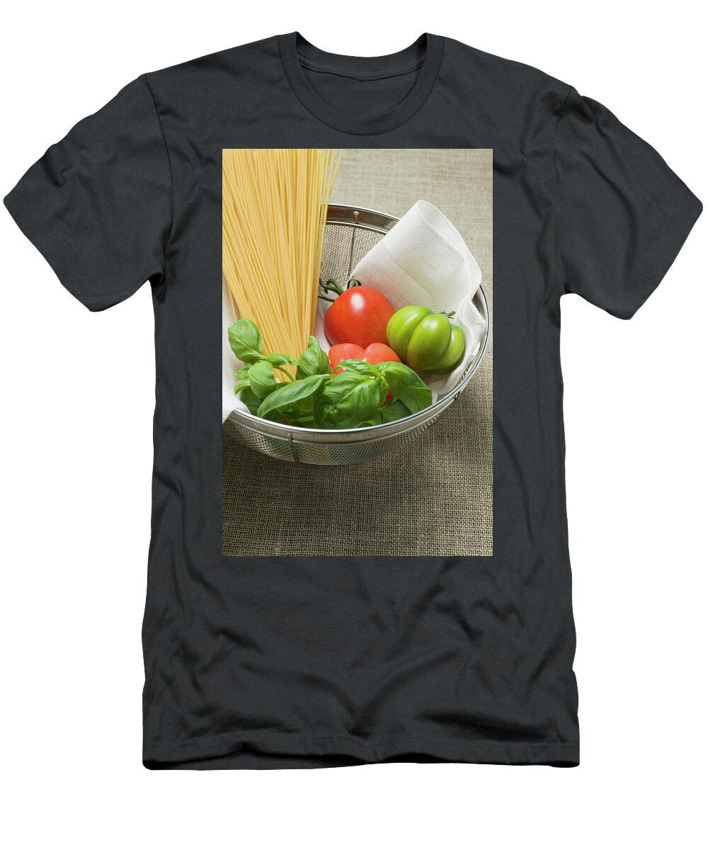 Tomatoes Spaghetti and Basil in a Sieve Foodcollection T-Shirt