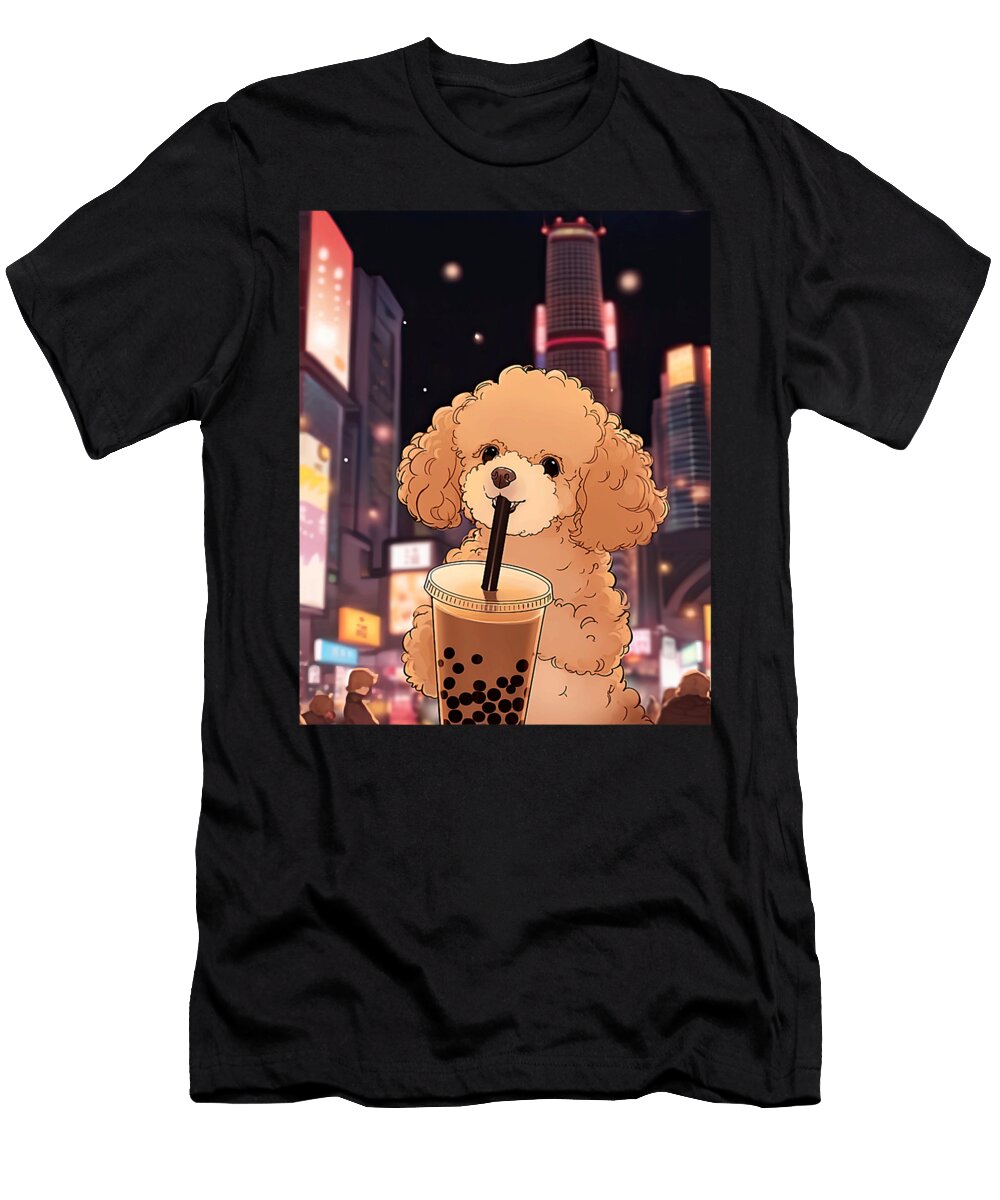 Toy Poodle Boba Bubble Tea Funny Dog Japan Yah Lishr T-Shirt