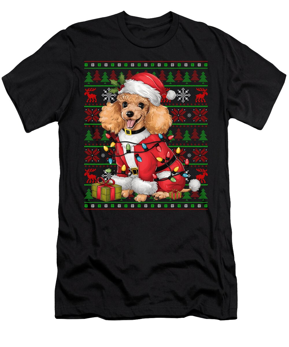 Toy Poodle Dog Xmas Lights Ugly Santa Toy Poodle Yah Lishr T-Shirt