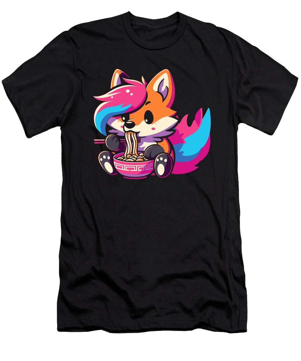 Transgender Kawaii Fox Eating Ramen Trans Pride Coami Tacti T-Shirt