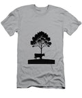 Tree and Cow Silhouette Minimalist Black and White Landscape Bob Orsillo T-Shirt