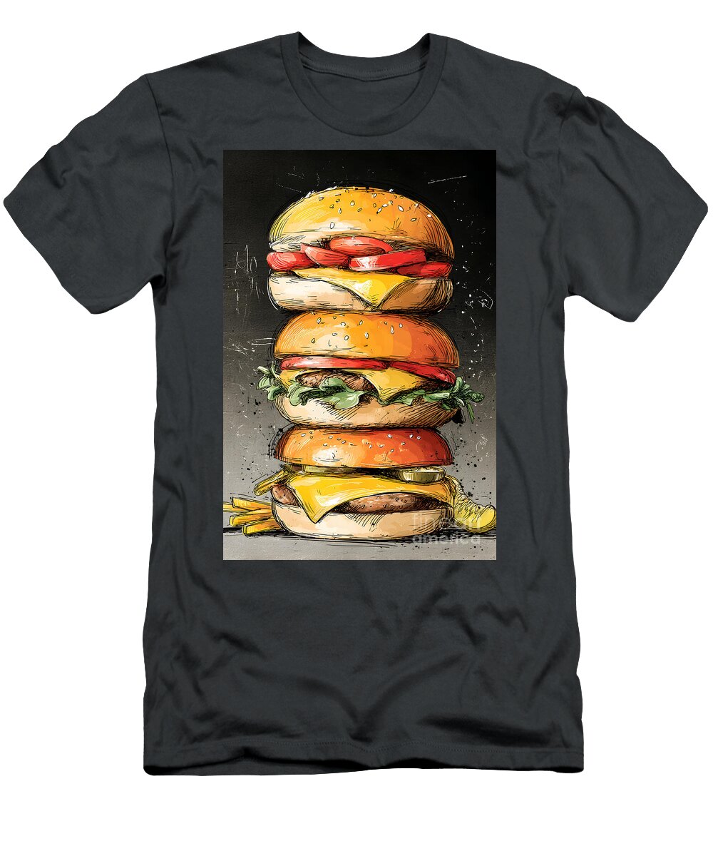 Triple Cheeseburger Stack Olfactoart Studio T-Shirt