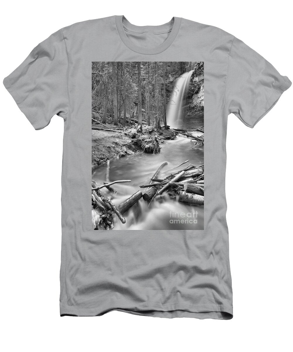 Troll Falls in the Forest Black and White Adam Jewell T-Shirt