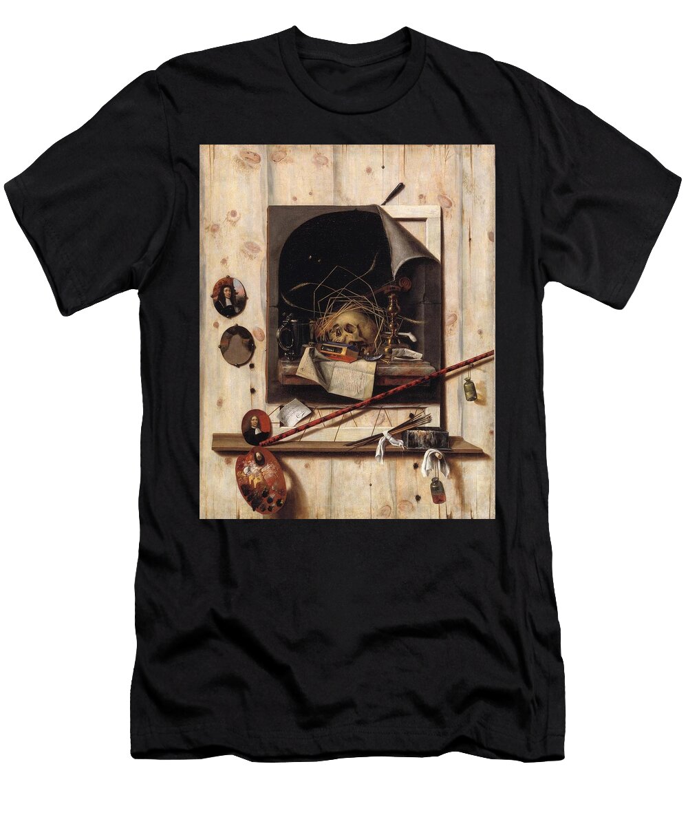 Trompe Loeil with Studio Wall and Vanitas Still Life Cornelius Norbertus Gijsbrechts Flemish C C T-Shirt