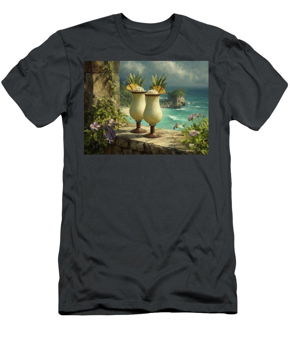 Tropical Cocktails By the Ocean Mindscape Arts T-Shirt