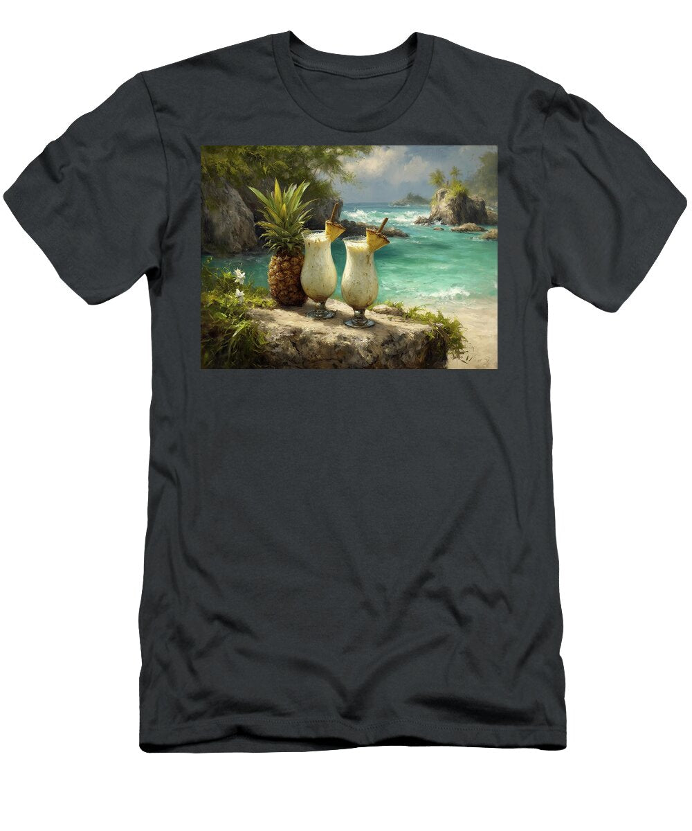 Tropical Paradise with Pina Coladas Mindscape Arts T-Shirt