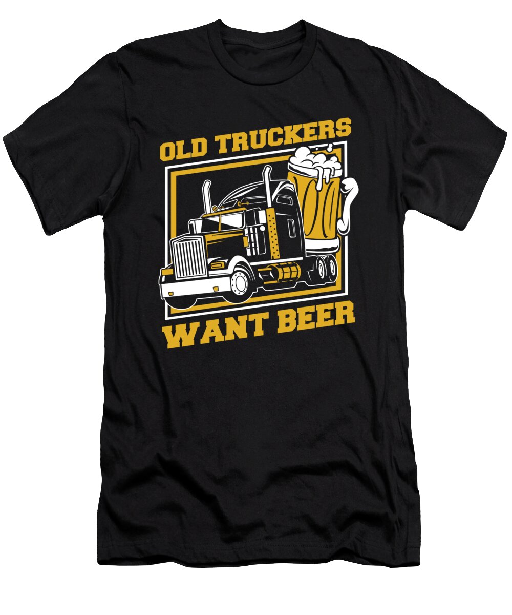 Truck Driver Beer Rig Trucking Old Man Trucker Crazy Squirrel T-Shirt