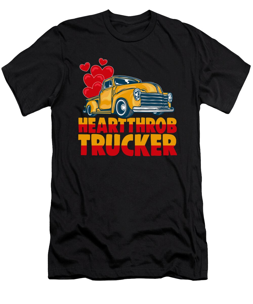 Truck Driver Big Rig Trucker Trucking Truck with Hearts Crazy Squirrel T-Shirt
