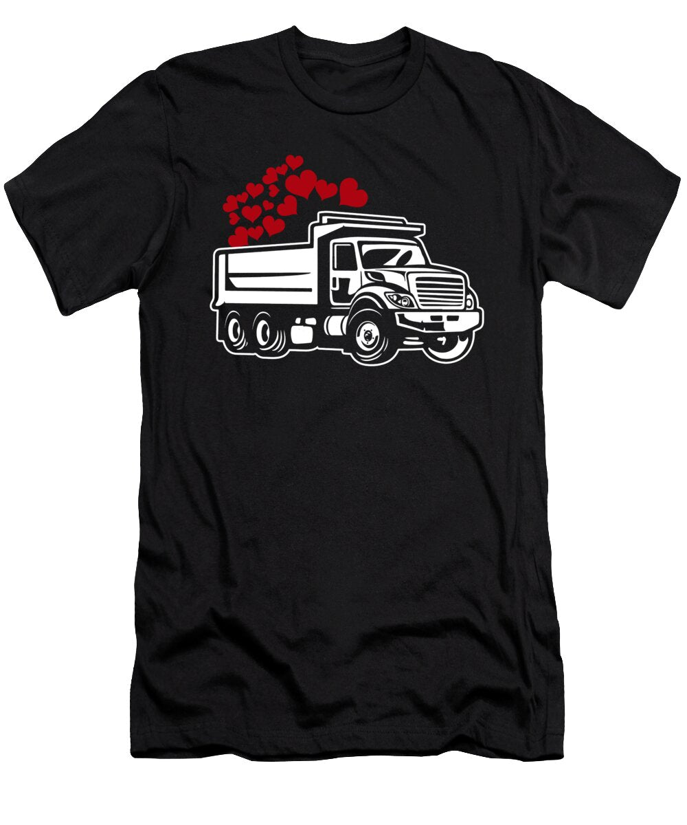 Truck Driver Big Rig Trucking Trucker Truck with Hearts Crazy Squirrel T-Shirt