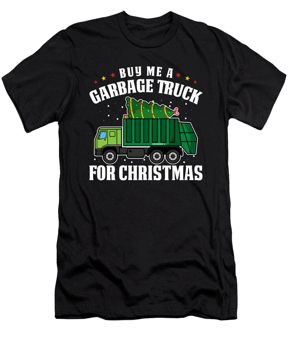 Truck Driver Christmas Trucker Trucking Rig Garbage Truck Crazy Squirrel T-Shirt
