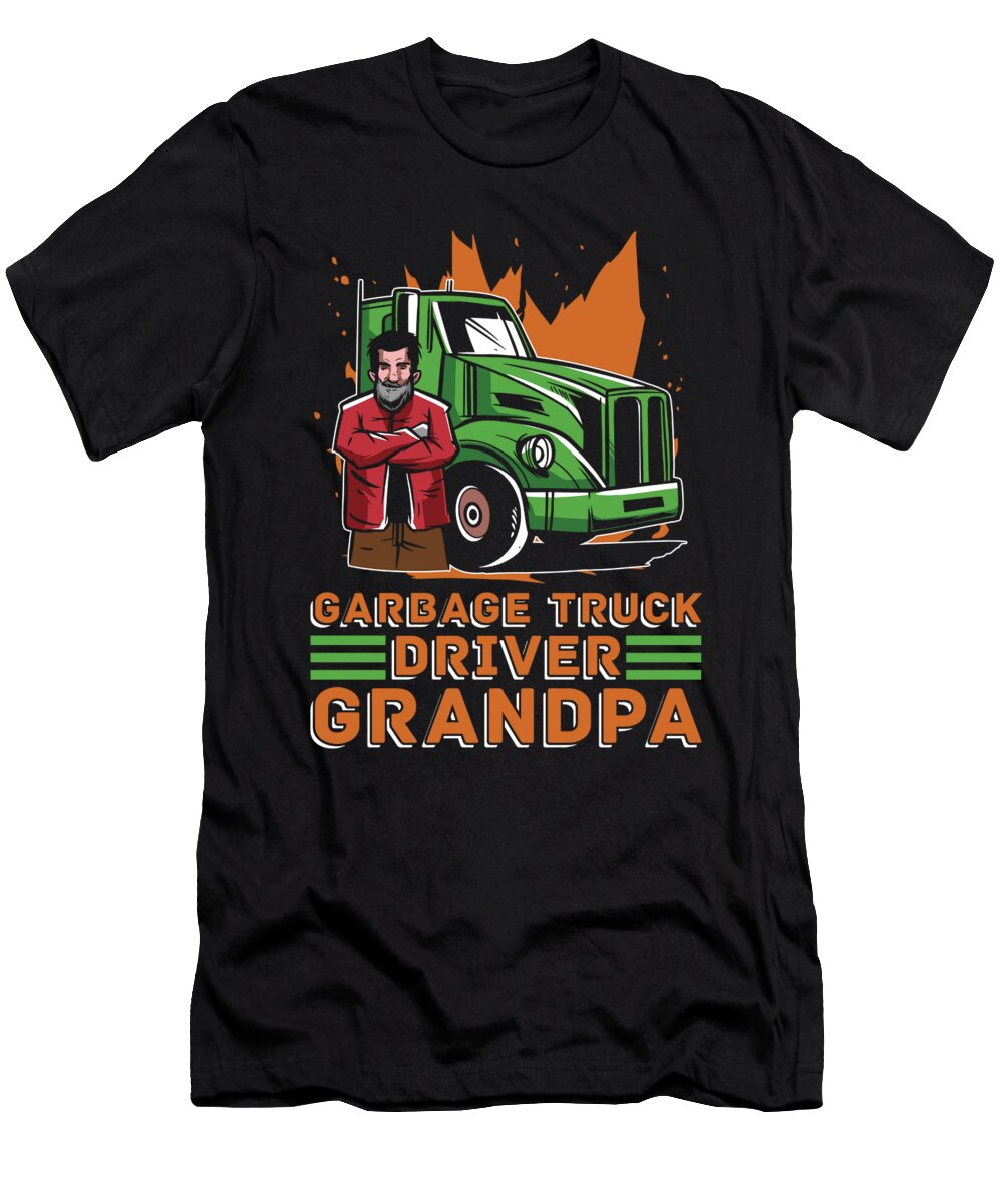 Truck Driver Grandpa Trucker Rig Trucking Garbage Truck Crazy Squirrel T-Shirt