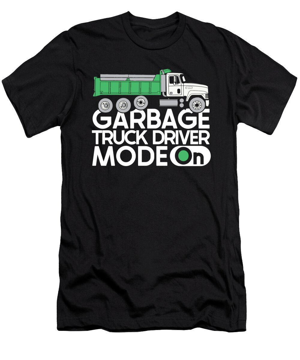 Truck Driver Mode on Rig Trucking Trucker Garbage Truck Crazy Squirrel T-Shirt