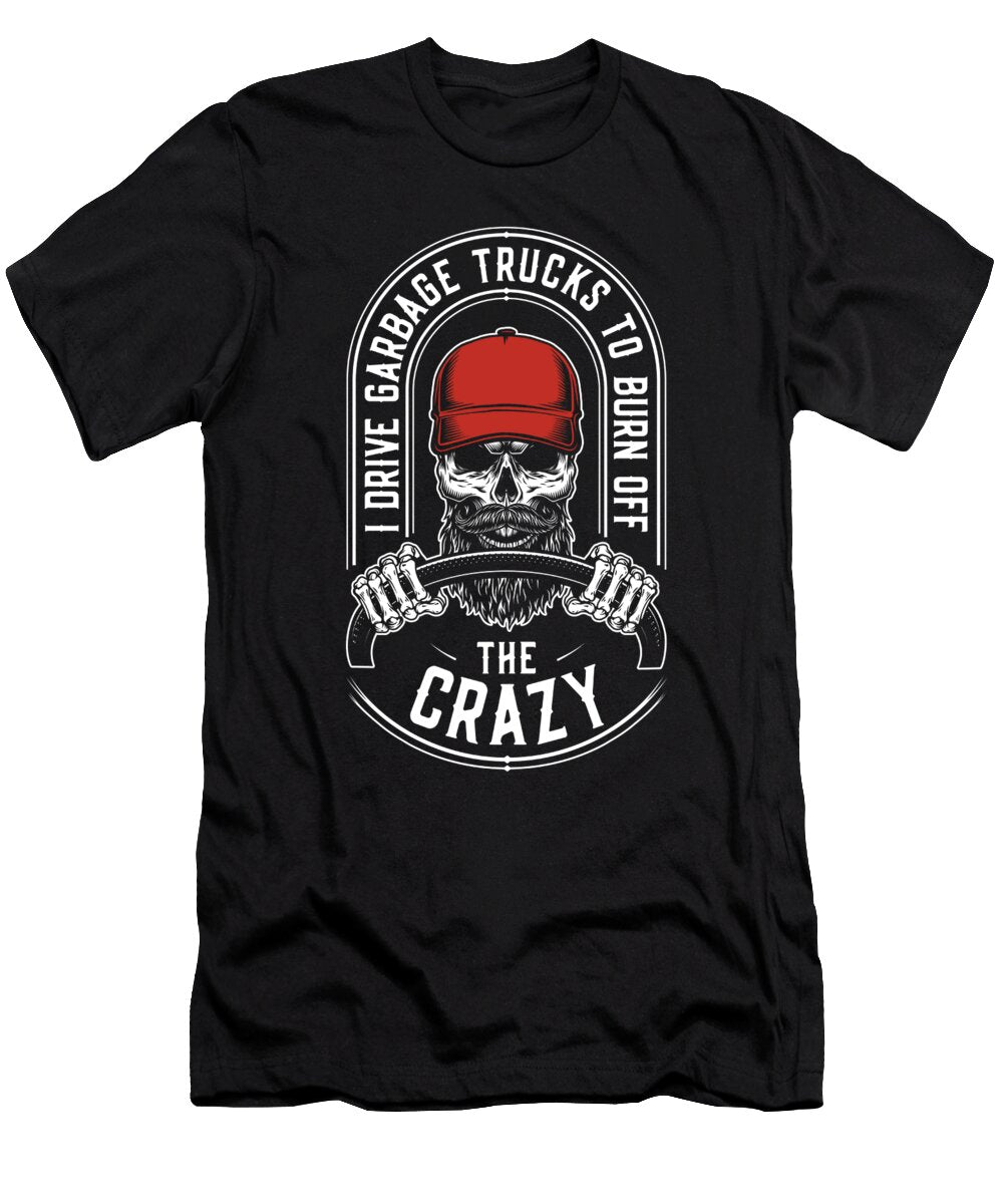 Truck Driver Skull Rig Trucking Trucker Garbage Truck Crazy Squirrel T-Shirt