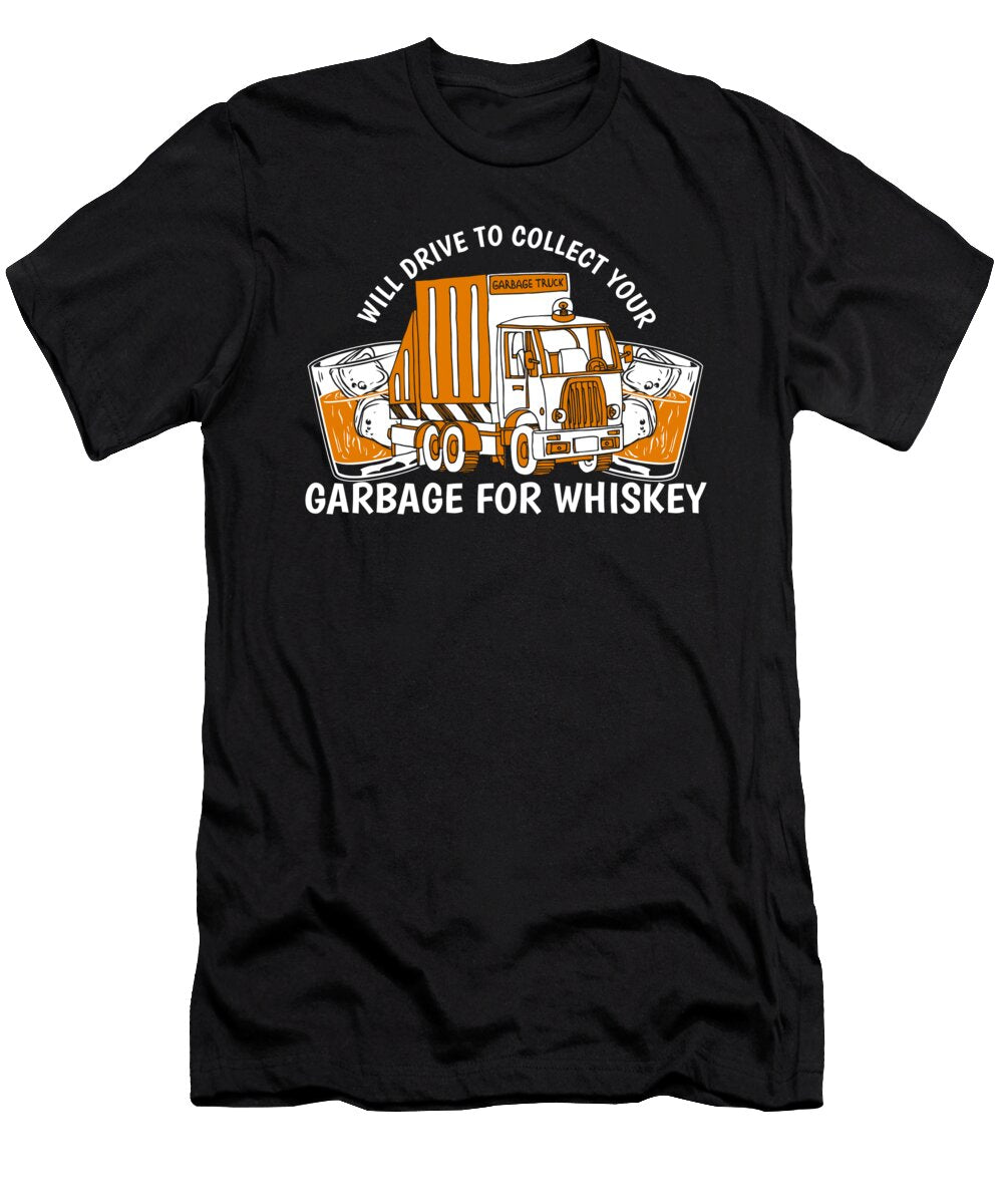 Truck Driver Whiskey Rig Trucker Trucking Garbage Truck Crazy Squirrel T-Shirt