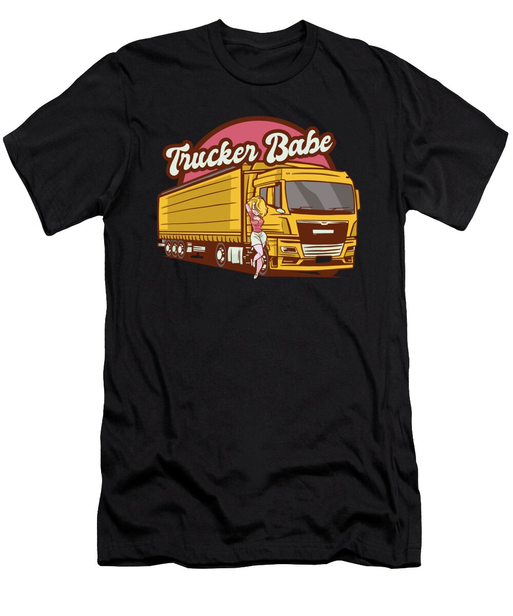 Trucker Babe Mechanic Trucking Truck Driver Florian Dold Art T-Shirt