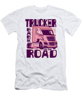 Trucker Babe on the Road with Large Truck Licensed Art T-Shirt