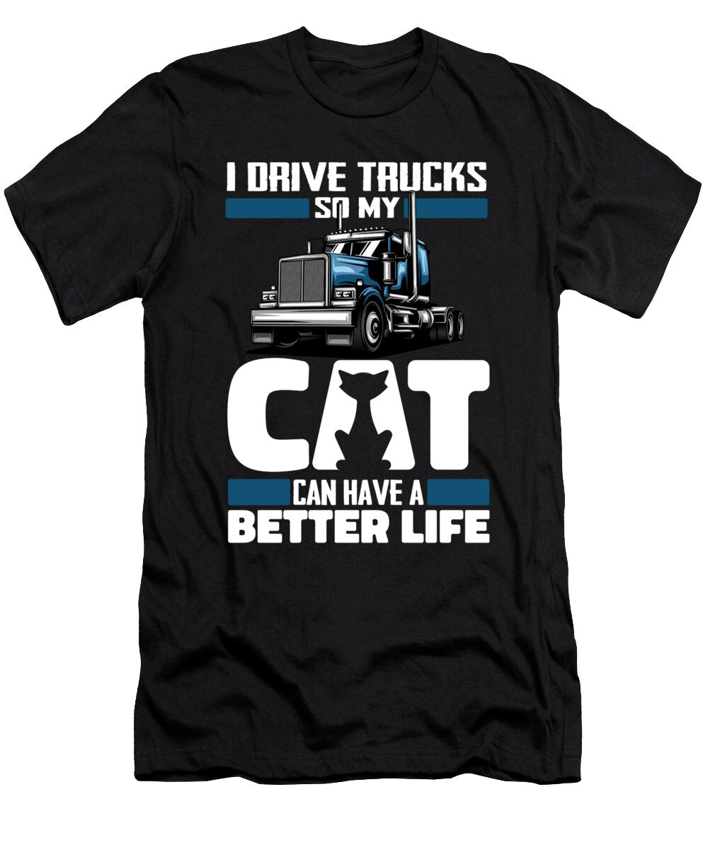 Trucker Cat Big Rig Trucking Truck Driver Crazy Squirrel T-Shirt