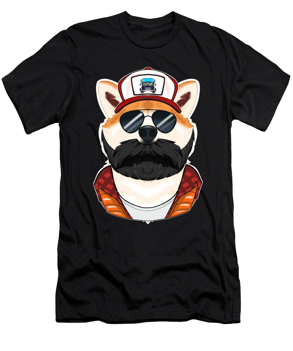 Trucker Dog I Truck Driver Akita Inu Maximus Designs T-Shirt
