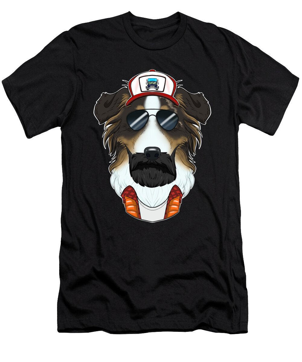 Trucker Dog I Truck Driver Australian Shepherd Maximus Designs T-Shirt