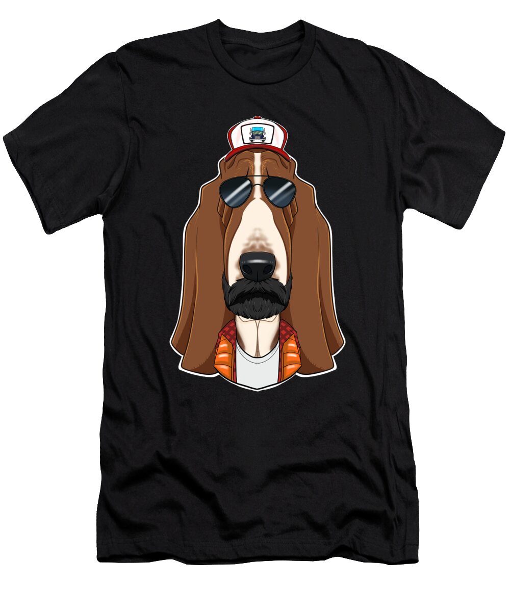 Trucker Dog I Truck Driver Basset Hound Maximus Designs T-Shirt