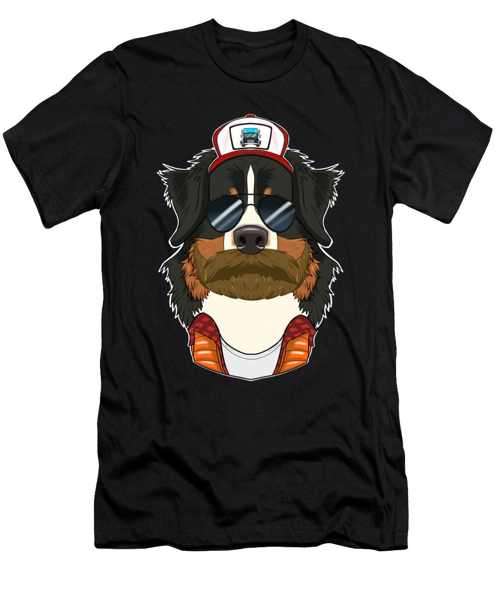 Trucker Dog I Truck Driver Bernese Mountain Dog Maximus Designs T-Shirt