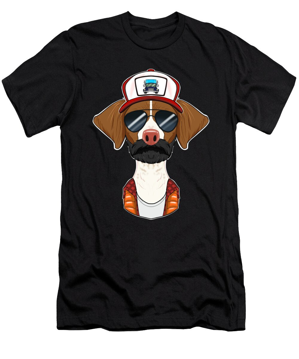 Trucker Dog I Truck Driver Brittany Maximus Designs T-Shirt