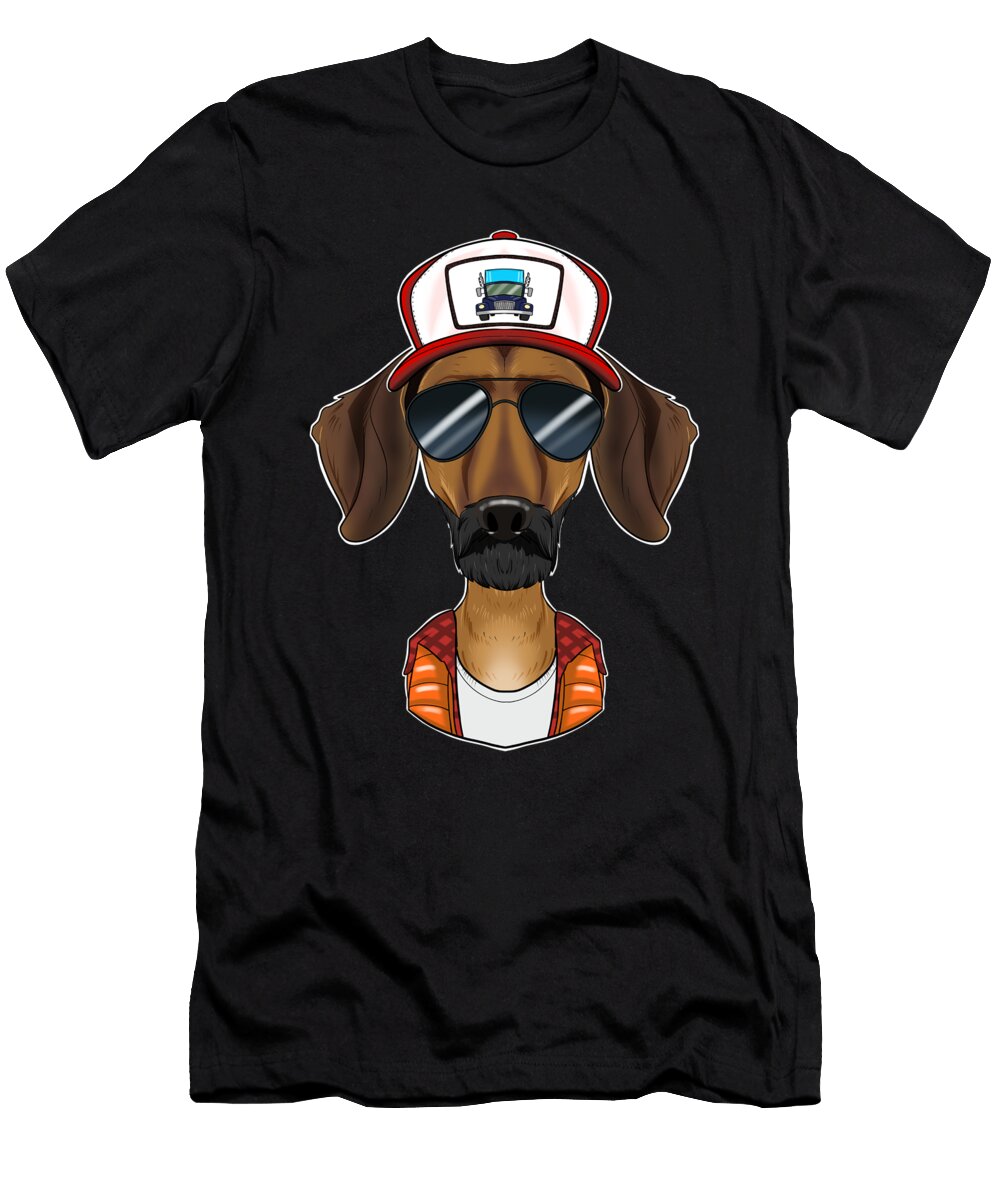 Trucker Dog I Truck Driver Dachshund Maximus Designs T-Shirt